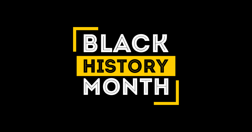 Black rectagle that says black history month